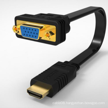 HDMI Male to VGA Female Flat Cable PVC Audio Video Adapter